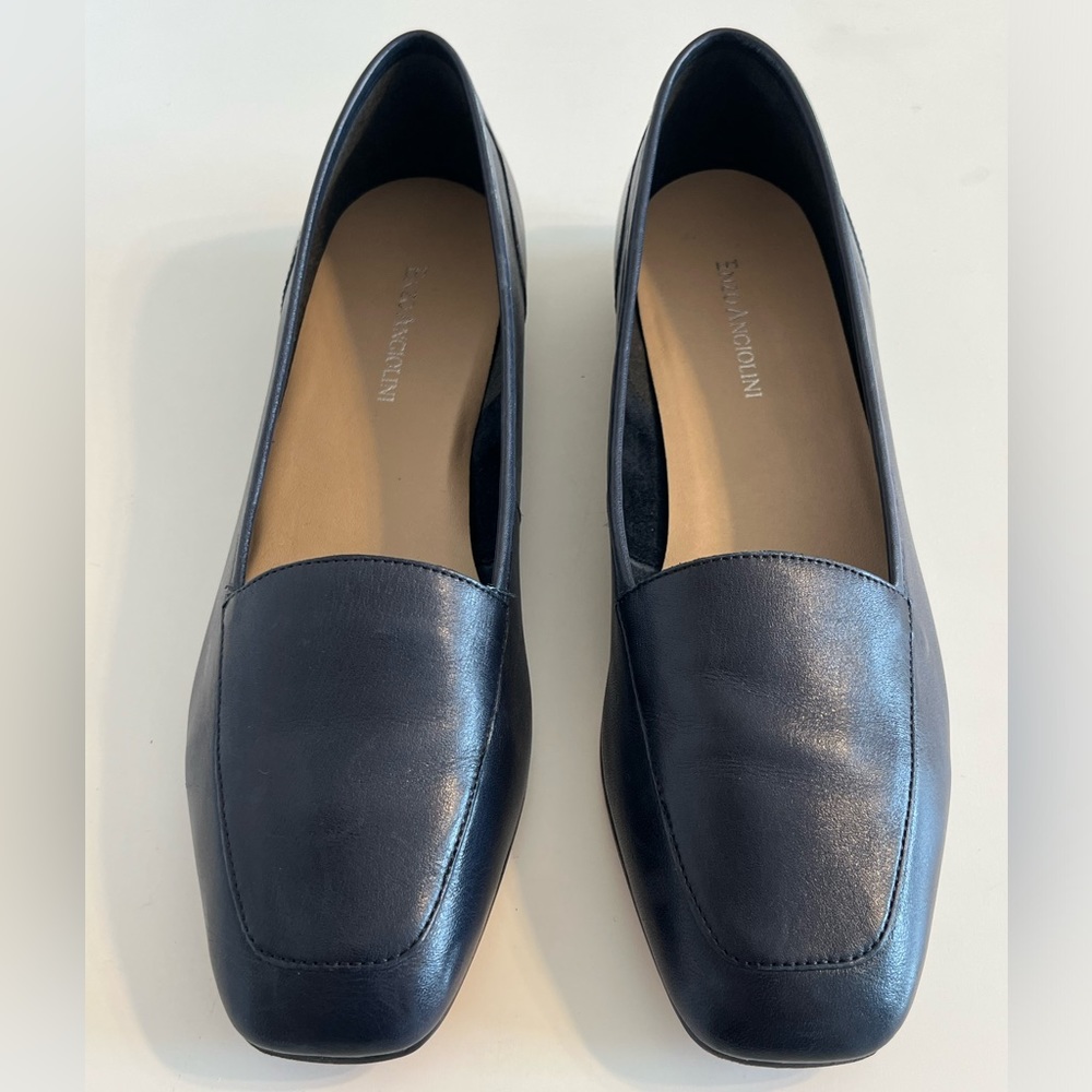 Enzo Angiolini Liberty Leather slip on flat Loafer Size 9M Navy Blue - Picture 2 of 9